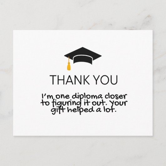 "One Diploma Naher" Witziger Abschluss Danke Postkarte (Vorderseite)