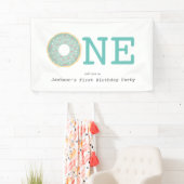 ONE Donut Mint Green Boy's First Birthday Banner (Insitu)