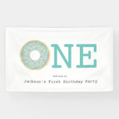 ONE Donut Mint Green Boy's First Birthday Banner (Horizontal)