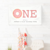 ONE Donut Pink Girl's First Birthday Banner (Insitu)
