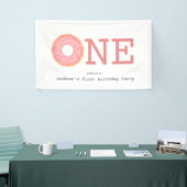 ONE Donut Pink Girl's First Birthday Banner (Messeveranstaltung)