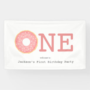 ONE Donut Pink Girl's First Birthday Banner