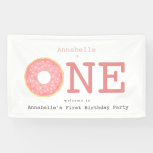 ONE Donut Pink Girl's First Birthday Banner