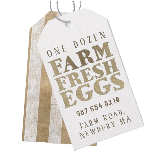 One Dozen Farm Fresh Eggs Gold Stripe Geschenkanhänger