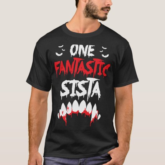 One Fangtastic Sista Sister Matching Family Hallow T-Shirt (Vorderseite)