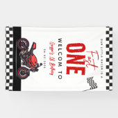One Fast Race Motorcycle Boy 1st Birthday Party Banner (Horizontal)