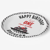 One Fast Race Motorcycle Boy 1st Birthday Party Pappteller (Schrägansicht)