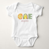 One First Birthday Baby Boho Rainbow Name Baby Baby Strampler (Vorderseite)