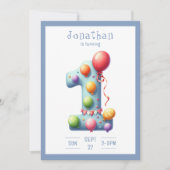 One First Year Simplistic Birthday Invitation Einladung (Vorderseite)