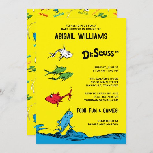 One Fish Two Fish - Babydusche Einladung (Vorne/Hinten)