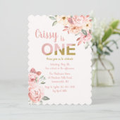 One Floral Birthday Party Einladung (Stehend Vorderseite)