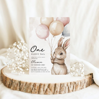 One Fluffy Schwanz Bunny 1. Geburtstag Einladung