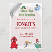 One for the books, First birthday invitation Einladung (Vorderseite)