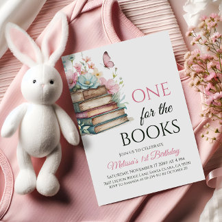 One For The Books Pink Fairytale First Birthday Einladung