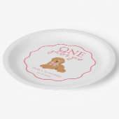 One Golden Year Doodle Puppy First Birthday Party Pappteller (Schrägansicht)