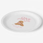 One Golden Year Doodle Puppy First Birthday Party Pappteller (Schrägansicht)