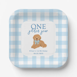 One Golden Year Golden Doodle Boys Birthday Pappteller