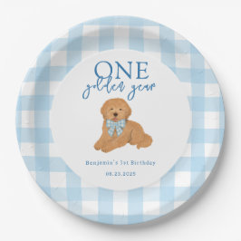 One Golden Year Golden Doodle Boys Birthday Pappteller