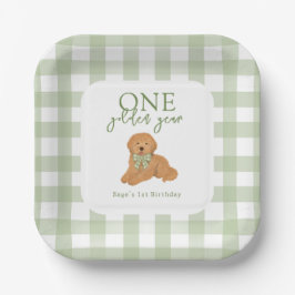 One Golden Year Goldendoodle Birthday Pappteller