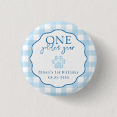 One Golden Year Paw Print First Birthday Party Button (Vorderseite)