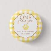 One Golden Year Paw Print First Birthday Party Button (Vorderseite)