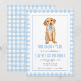 One Golden Year Puppy preppy plaid birthday Einladung
