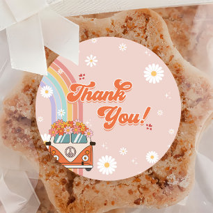 One Groovy 1. Geburtstag Party Runder Aufkleber