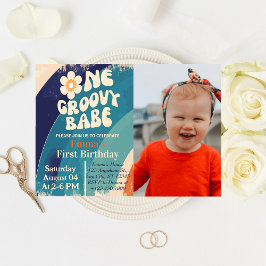 ONE Groovy Babe 1. Geburtstag Groovy 1 Foto Einladung