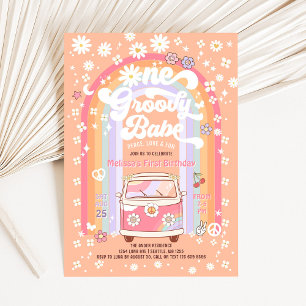 ONE Groovy Babe Daisy Groovy Van 1. Geburtstag Einladung