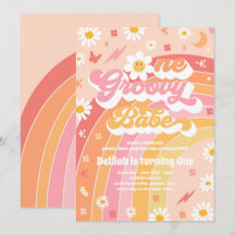 One Groovy Babe Peace Liebe Party Rainbow Birthday