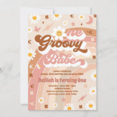 One Groovy Babe Peace Liebe Party Rainbow Birthday Einladung (Vorderseite)