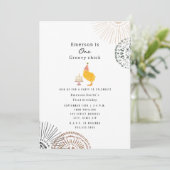 One Groovy Chick Boho Erste Geburtstagsparty Einladung (Stehend Vorderseite)