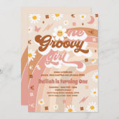 One Groovy Girl Peace Liebe Party Rainbow Birthday Einladung (Vorne/Hinten)