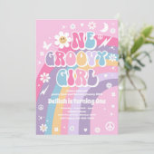 One Groovy Girl Peace Liebe Party Rainbow Birthday Einladung (Stehend Vorderseite)