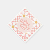 One Groovy Girl Pink Daisy Schachbrett Serviette (Ecke)