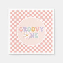 One Groovy Girl Pink Daisy Schachbrett