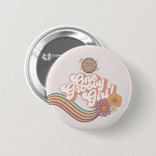 One Groovy Girl Retro 1. Party Button (Vorne & Hinten)