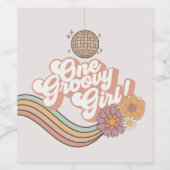 One Groovy Girl Retro 1. Party Weinetikett (Einzelnes Label)