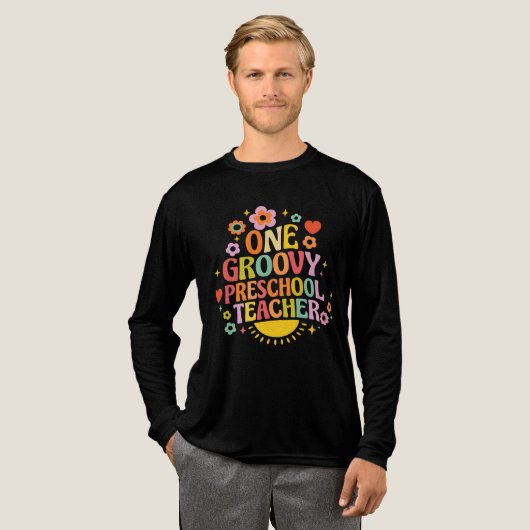 One groovy preschool teacher Tri-Blend shirt (Volle Vorderseite)