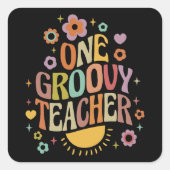 One groovy teacher quadratischer aufkleber (Vorderseite)