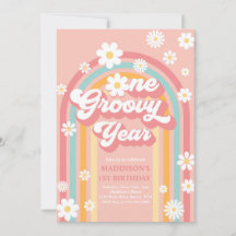 One Groovy Year Boho Daisy Rainbow 1. Geburtstag