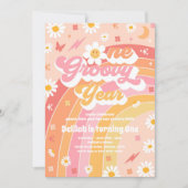 One GroovYear Peace Liebe Party Rainbow Birthday Einladung (Vorderseite)