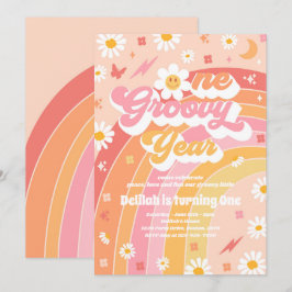 One GroovYear Peace Liebe Party Rainbow Birthday Einladung