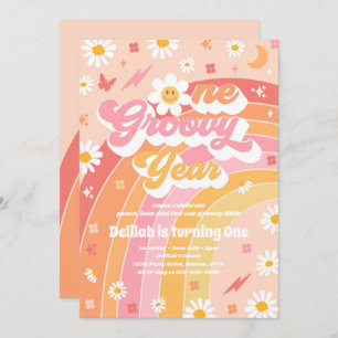 One GroovYear Peace Liebe Party Rainbow Birthday Einladung