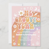 One GroovYear Peace Liebe Party Rainbow Birthday Einladung (Vorderseite)