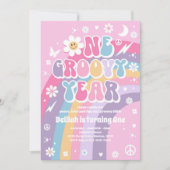 One GroovYear Peace Liebe Party Rainbow Birthday Einladung (Vorderseite)