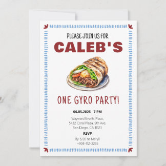 One Gyro Party Griechisch Erste Geburtstagspartei Einladung