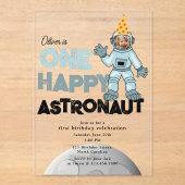 One Happy Astronaut Photo 1st First Birthday Acryleinladungen (Vorderseite)