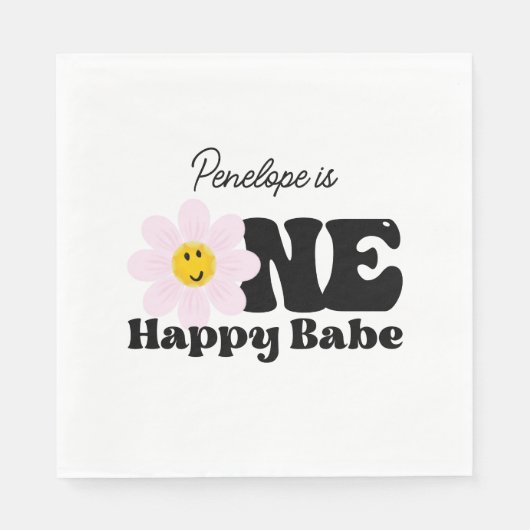 One Happy Babe First Birthday Paper Napkins Serviette (Vorderseite)