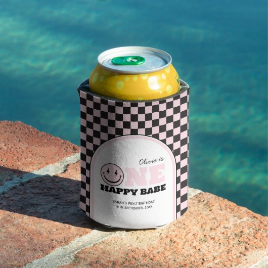 One Happy Babe Girls Pink 1. Geburtstag Dosenkühler (In Situ Pool)